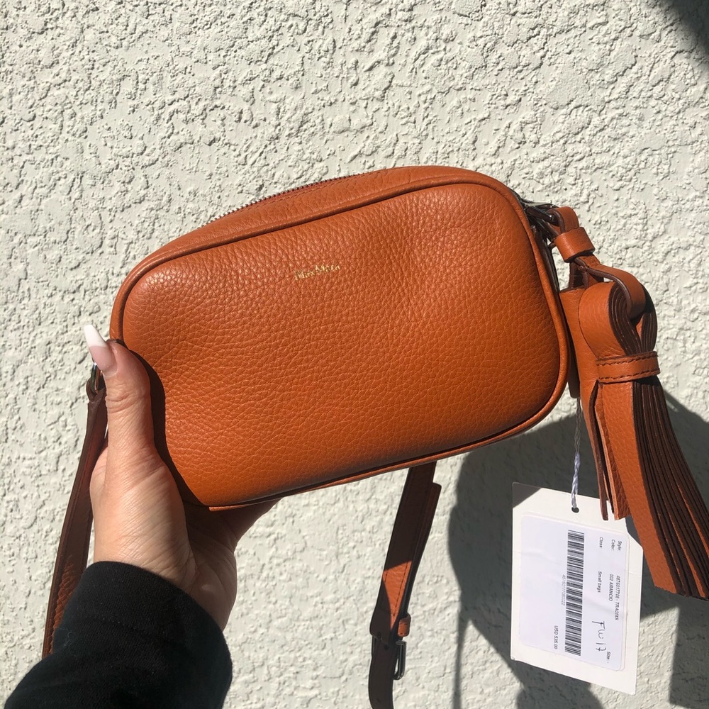 [NWT] MAXMARA LAMB LEATHER MINI CROSSBODY ORANGE